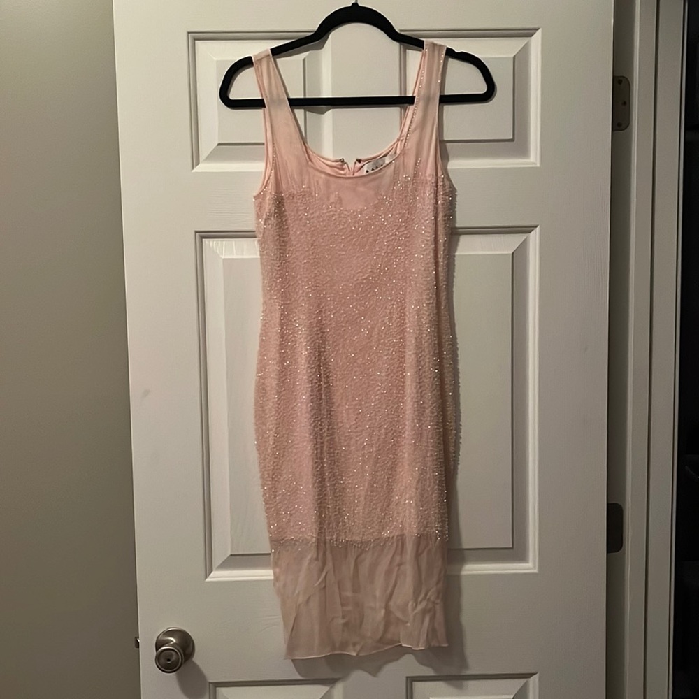 Basix II Pink Beaded Silk Dress